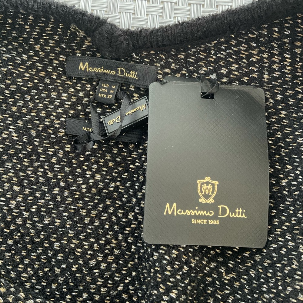 Massimo Dutti Black Metallic Long Sleeve Shift Dress - Picture 7 of 9